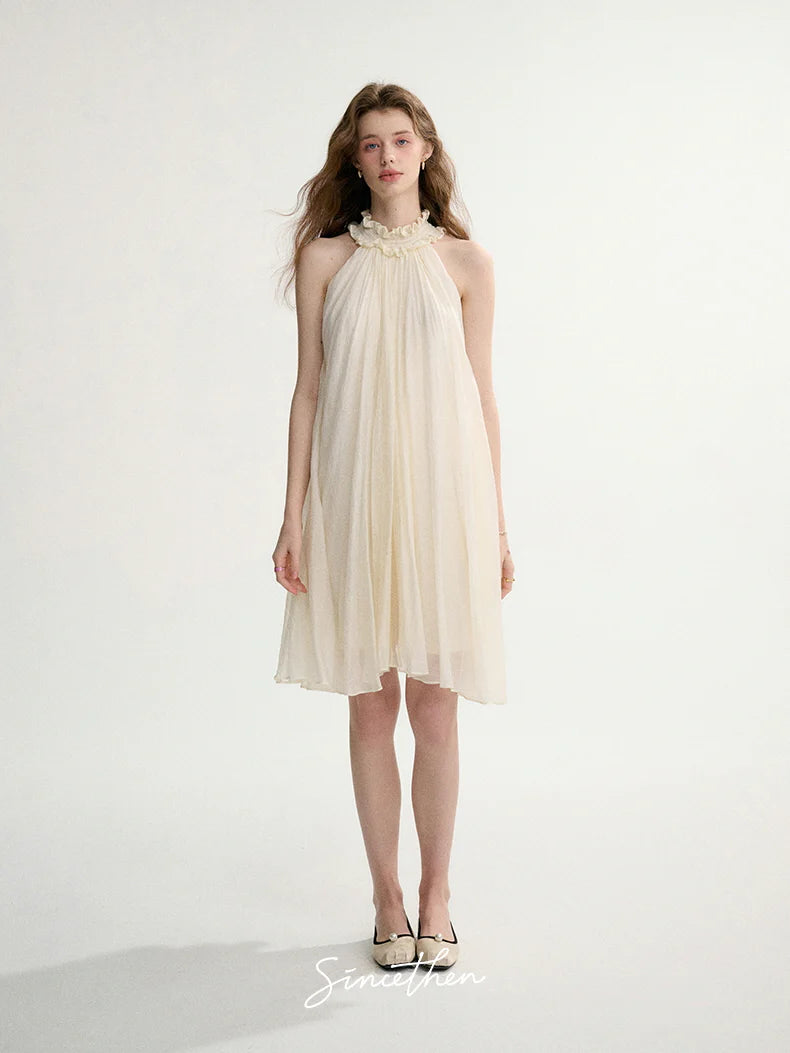 Ethereal Ruffle Halter Dress