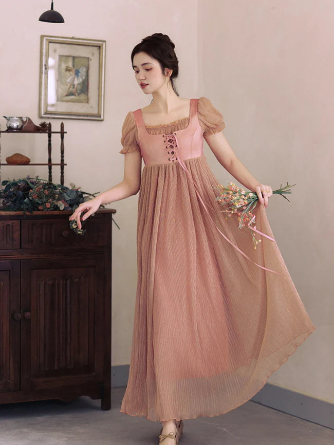 Whispering Rose Lace-Up Vintage Dress