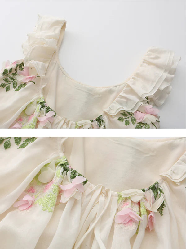Blossom Whisper Embroidered Fairy Dress