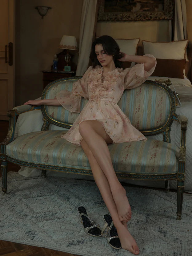 Blush Bloom Garden Ruffle Mini Dress