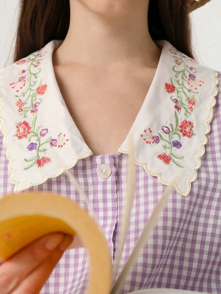 Purple Gingham Garden Blouse