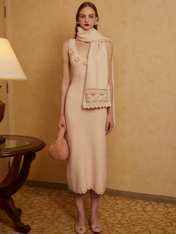 Elegant Blooming Lace Knit Dress