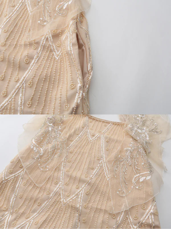 Golden Hour Sequin Mesh Slip Dress