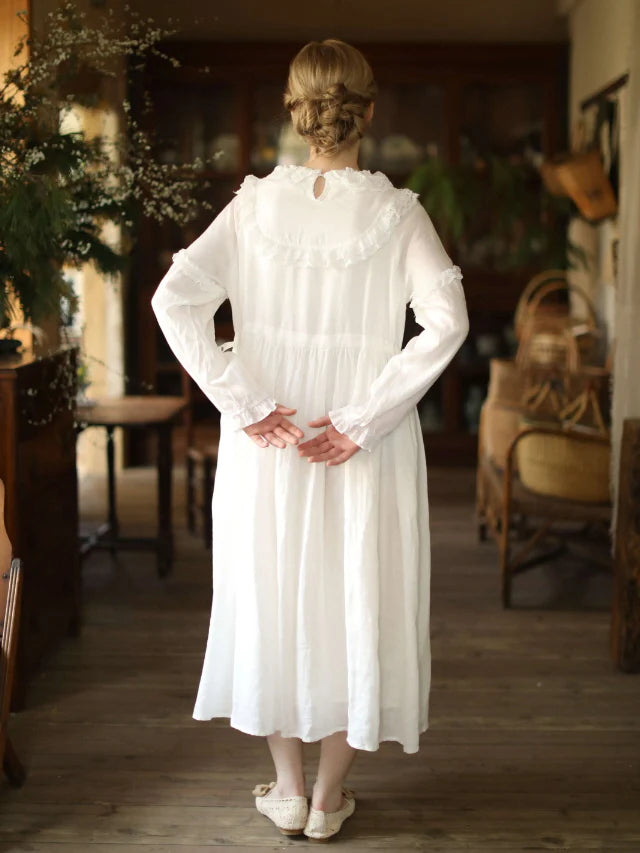 Fountain Embroidery Ramie Dress