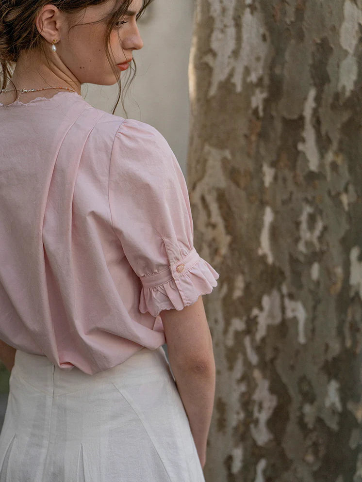 Emma's Romantic Pink Collar Blouse