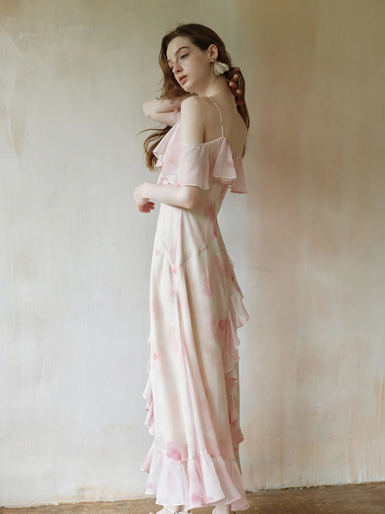 Watercolor Ruffle Fairy Slip Dress