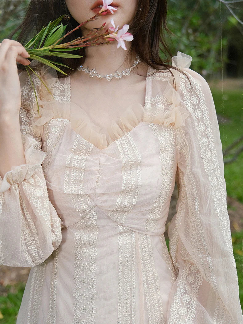 Elara's Dreamy Garden Pink Dress