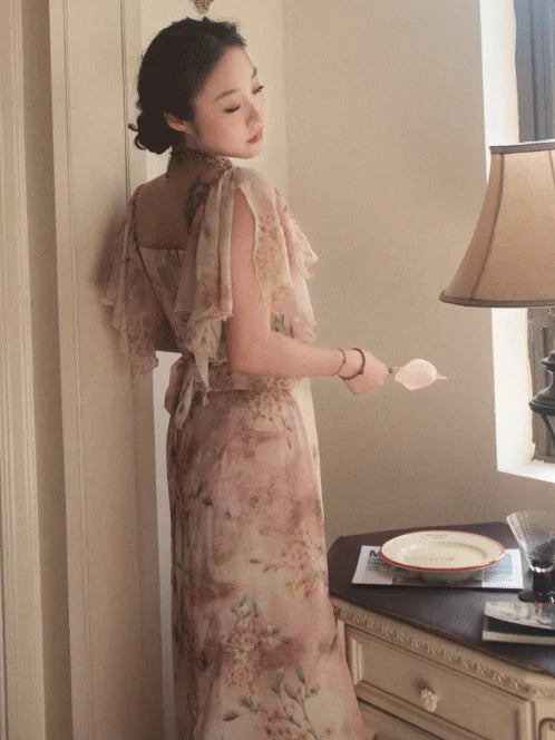 Whispering Petals Chiffon Dress