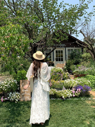 Ivory Garden Bloom Dress with Lace Ruffles