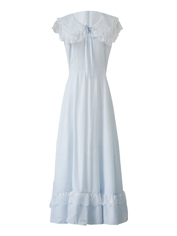 Sky Blue Lace Collar Dress