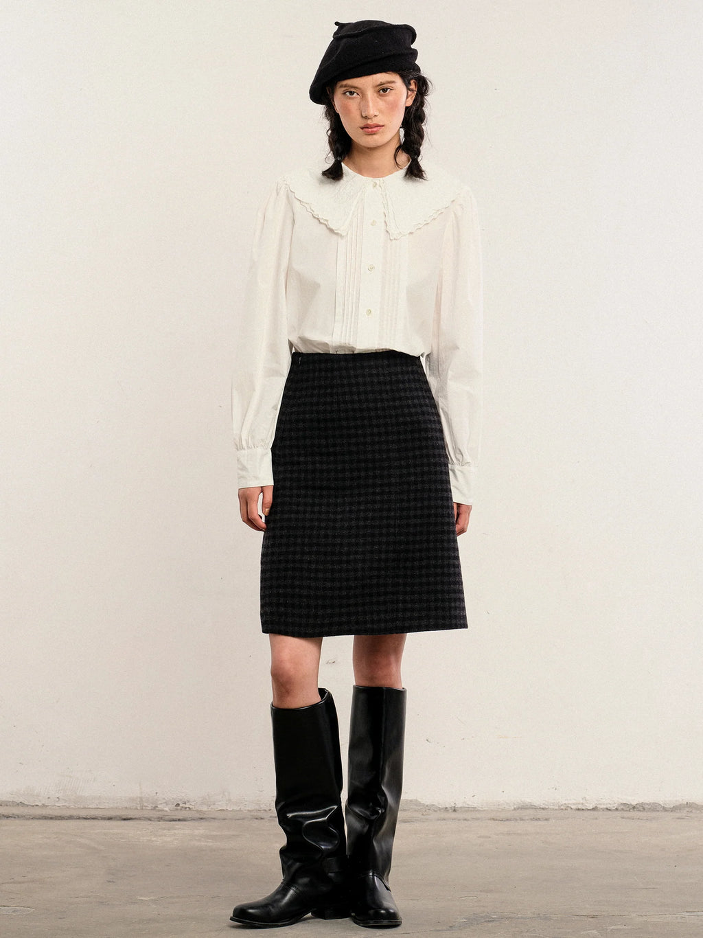 Vintage Embroidered Cotton Collar Blouse