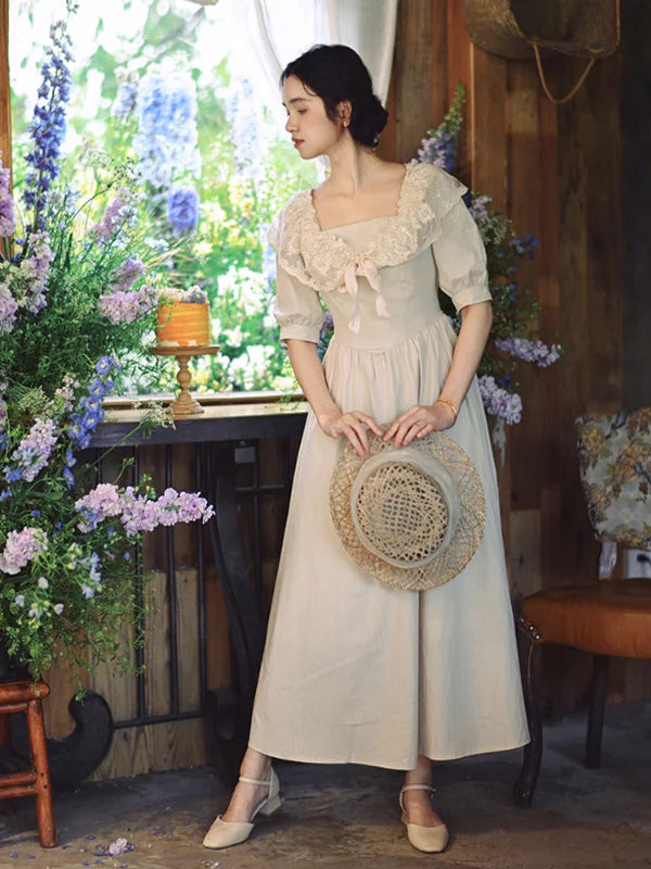 Vintage Charm Cream Lace Dress