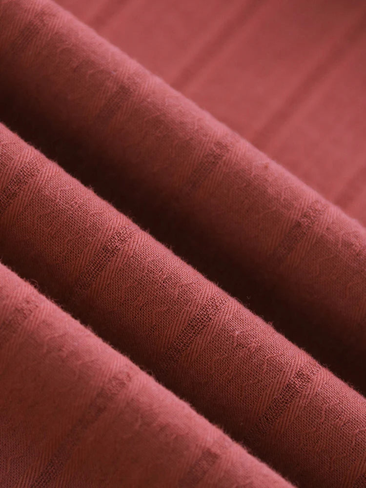 Lace-Trimmed Vintage Rust Cotton Dress