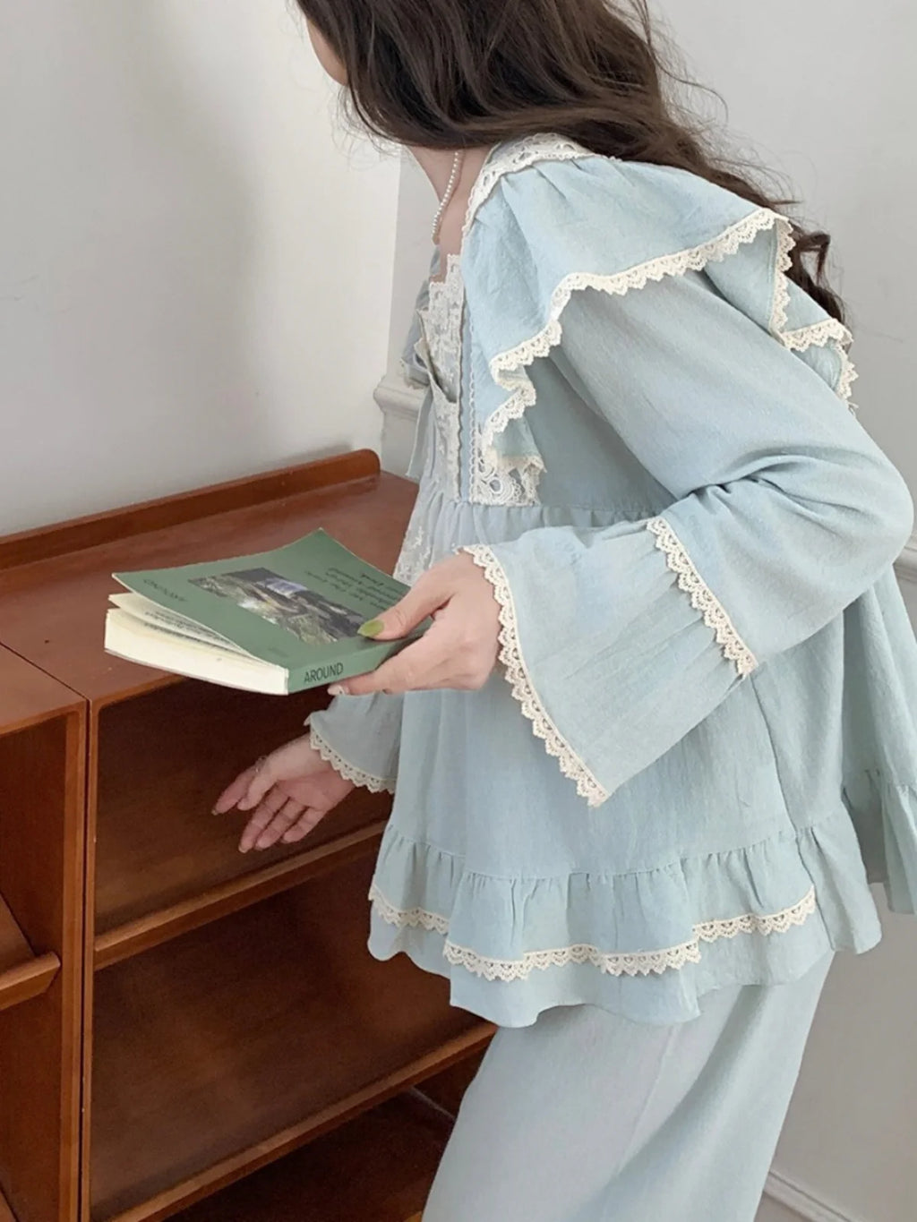 Vintage Lace-Trimmed Cozy Loungewear