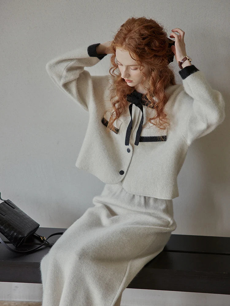 Classic Wool-Blend Straight Skirt