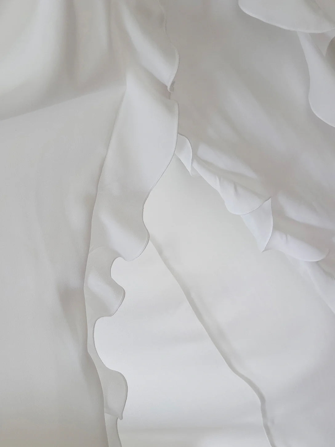 Ethereal Ruffle Rose White Dress