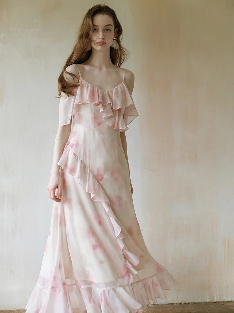 Watercolor Ruffle Fairy Slip Dress