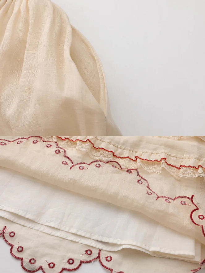 Embroidered Basket Hem Skirt