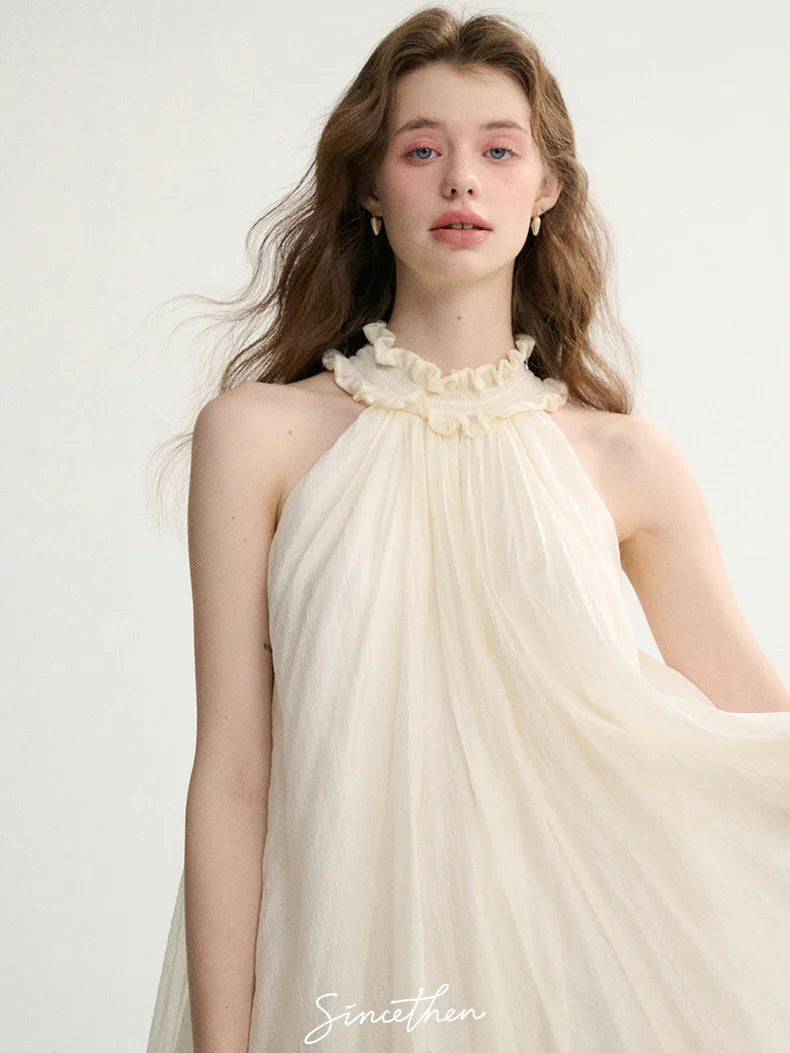 Ethereal Ruffle Halter Dress