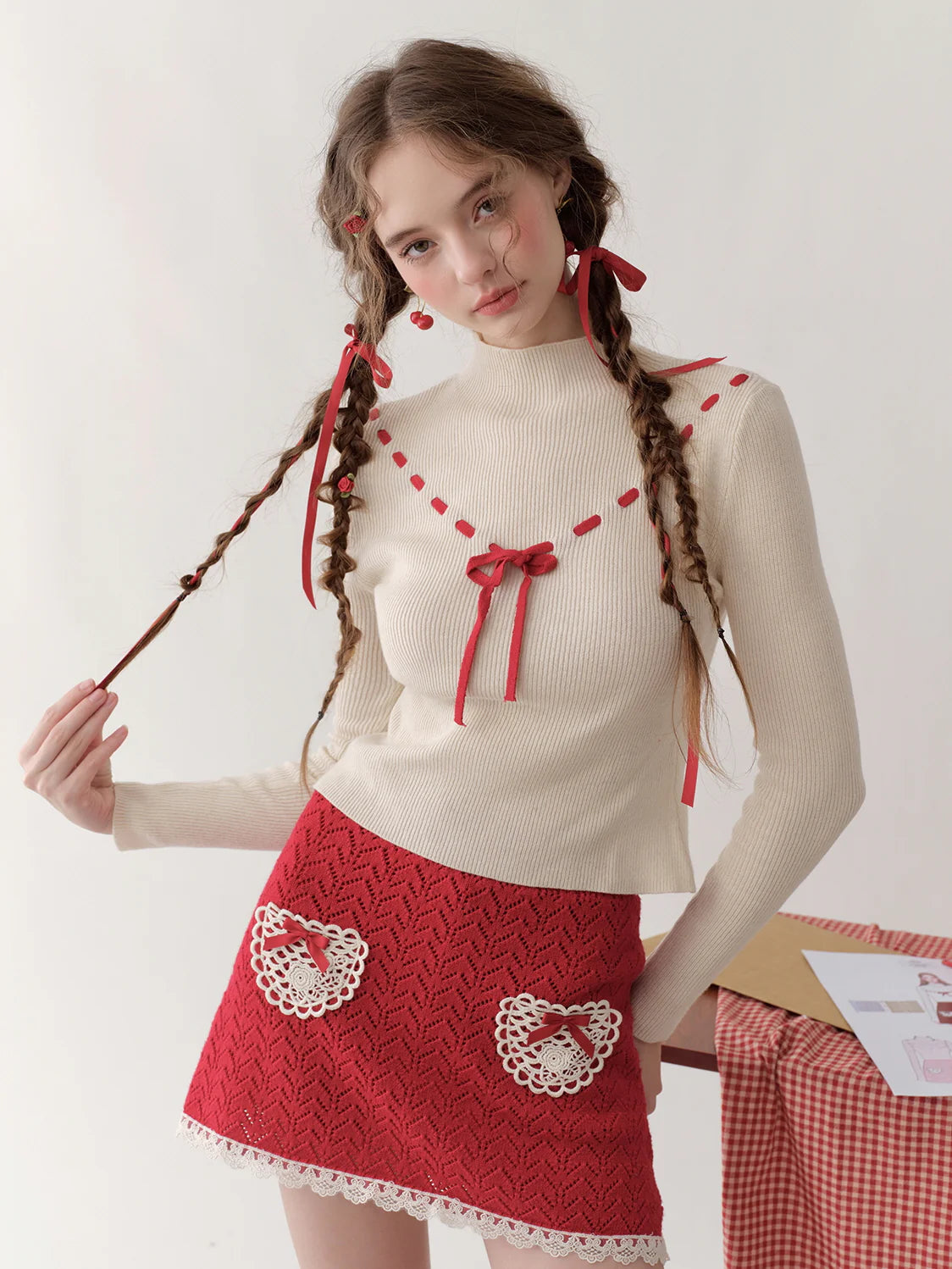 Coquette Bow Detail Knit Top