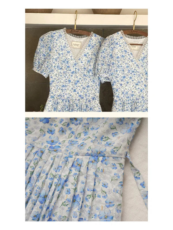 Whispering Blue Garden Floral Dress
