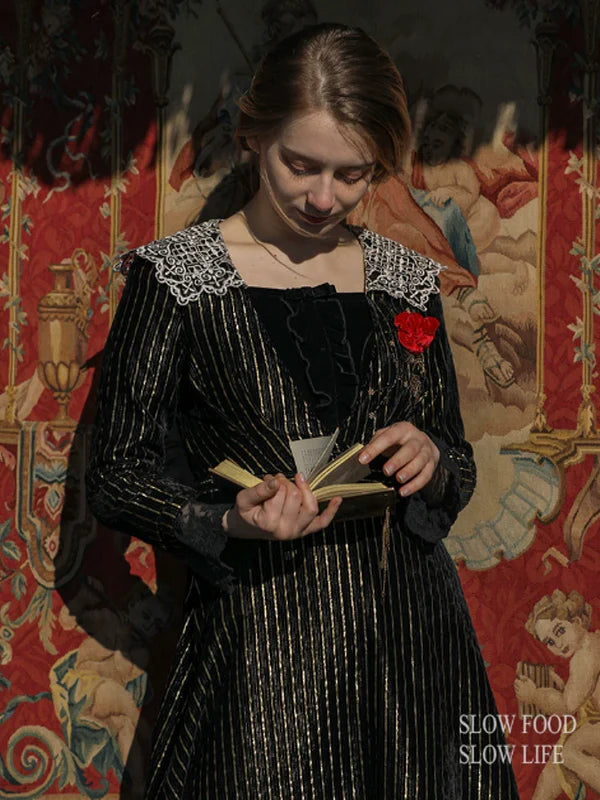 Golden Twilight Lace Dress