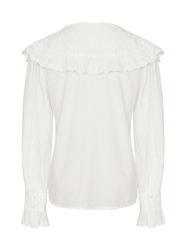 Romantic Ruffled Lace Collar Blouse