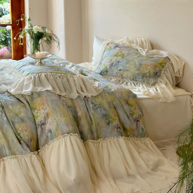 Pastel Garden Ruffle Bedding Set