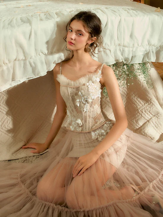 Ivory Blossom Lace Corset & Tulle Skirt