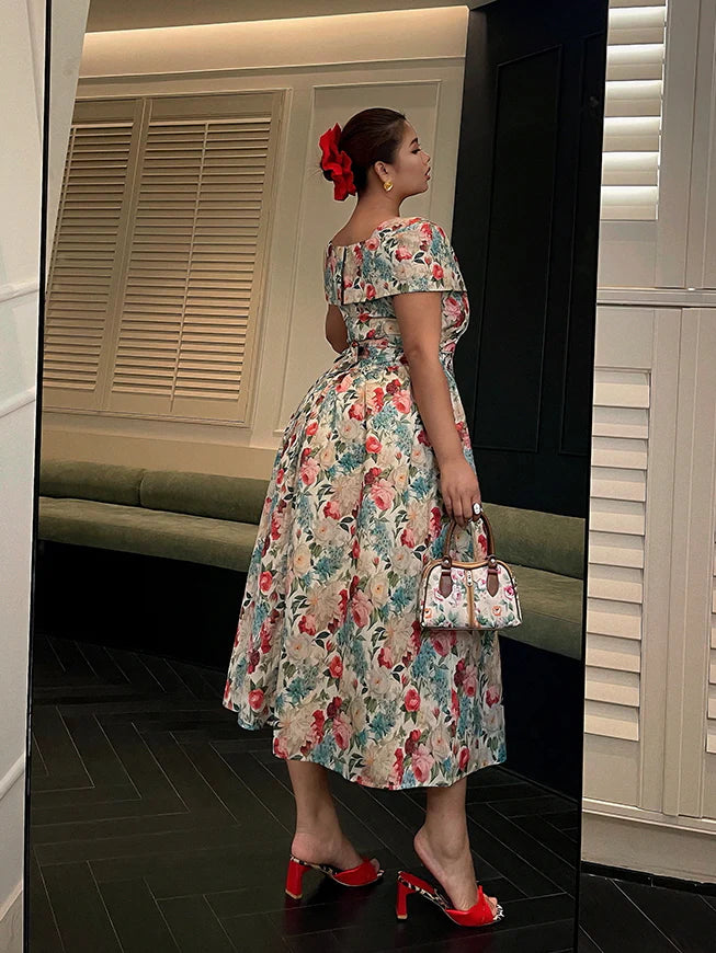 Blossom Garden Square-Neck Floral Dress