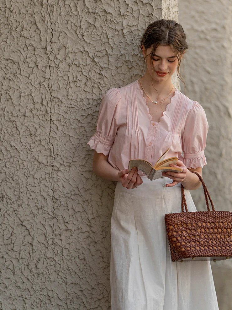 Emma's Romantic Pink Collar Blouse