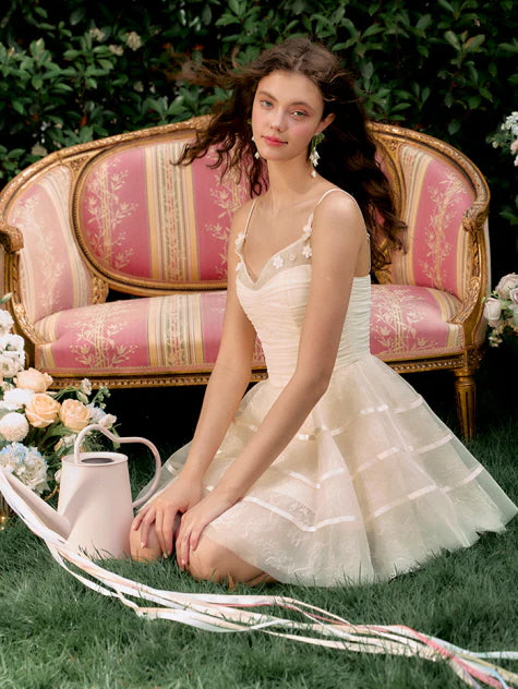 Ivory Blossom Tiered Lace Dress