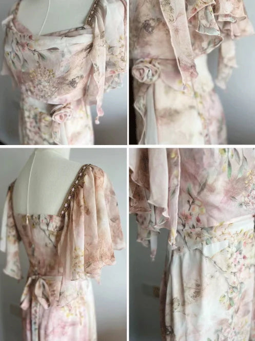 Whispering Petals Chiffon Dress