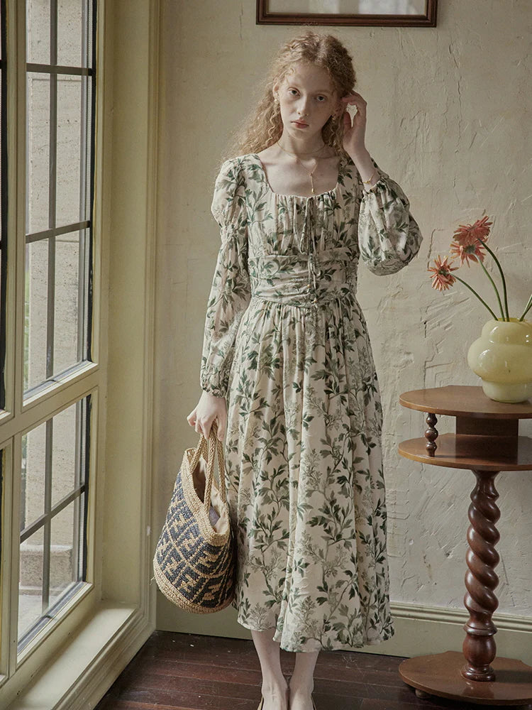 Vintage Botanical Elegance Dress