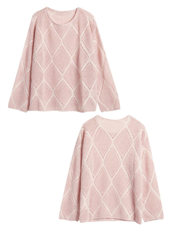 Blush Diamond Knit Loose Sweater