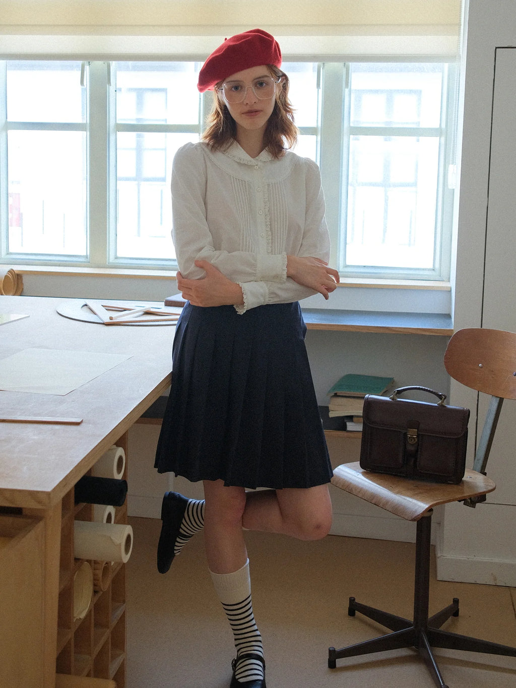 Vintage White Ruffle Collar Blouse