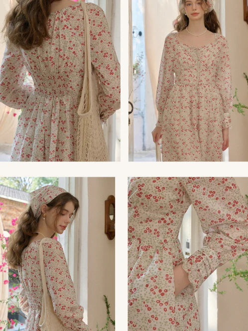 Spring Dream Floral Shirred Waist Dress