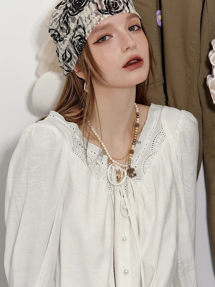 Ethereal Lace Trim Tiered Long Dress