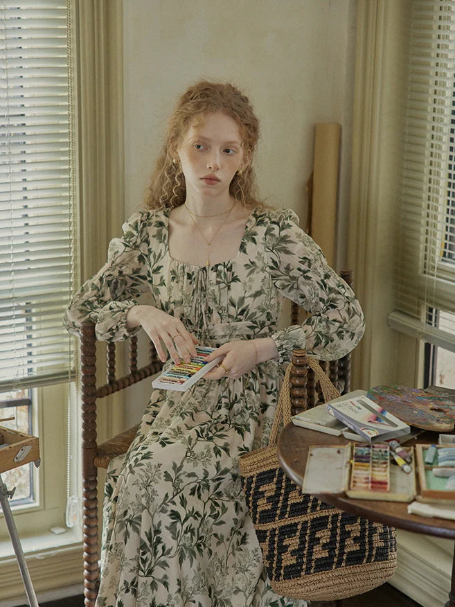 Vintage Botanical Elegance Dress