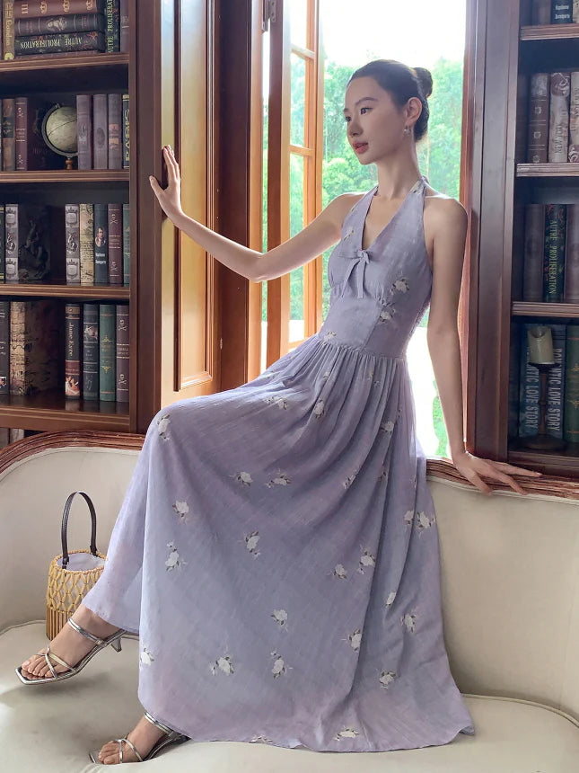 Lavender Bow Halter Dress