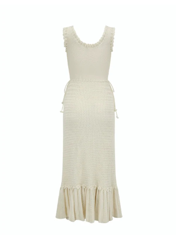 Ivory Grape-Decor Wool Dress