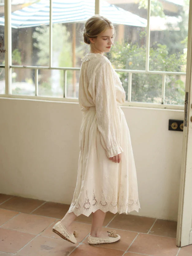 Antique Cream Lace Panel Blouse