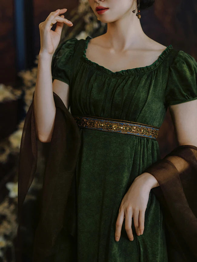 Enchanted Forest Velvet Empire Dress