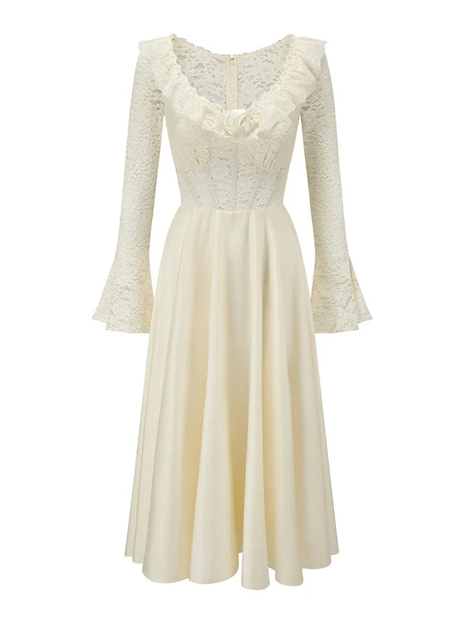 Vintage Lace Flared Sleeves Dress