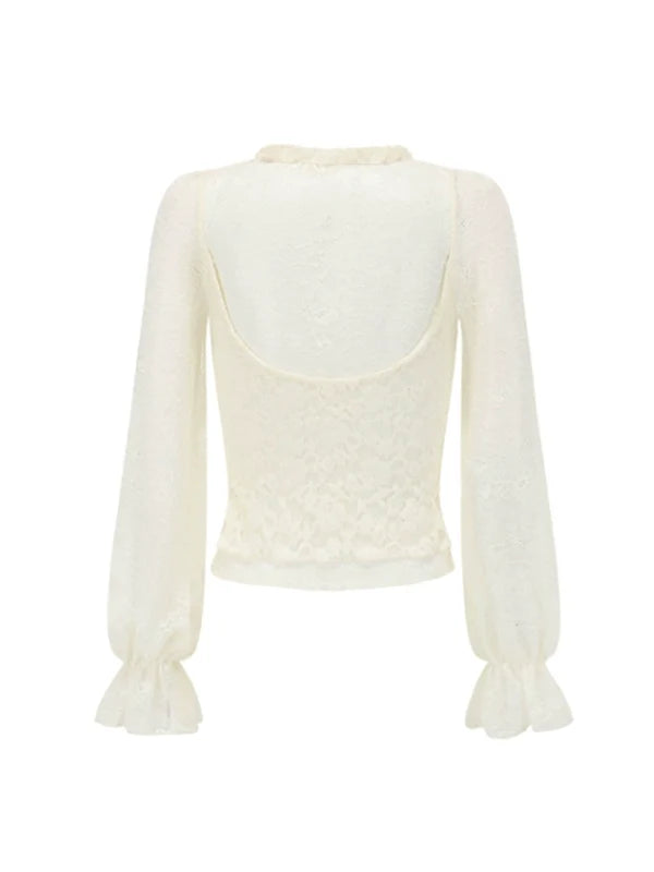 Vintage Floral Lace Long Blouse