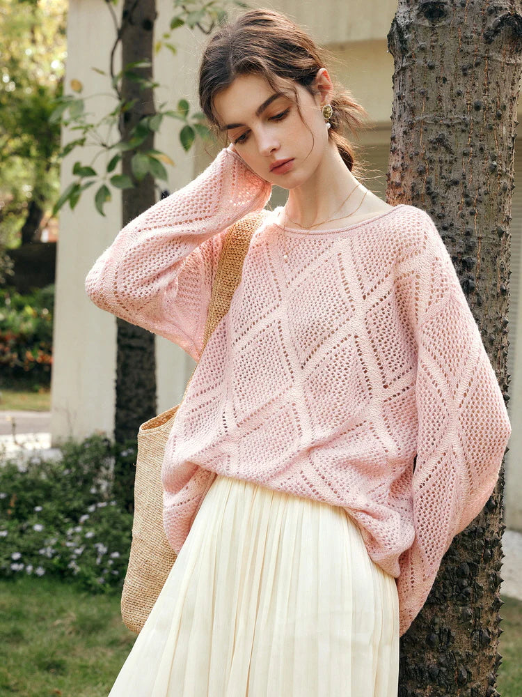 Blush Diamond Knit Loose Sweater