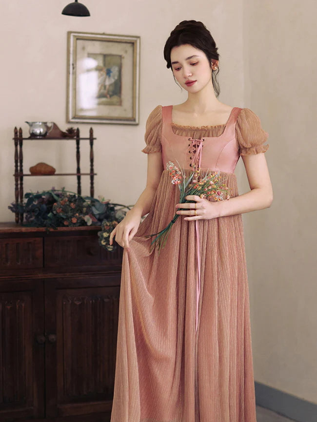 Whispering Rose Lace-Up Vintage Dress