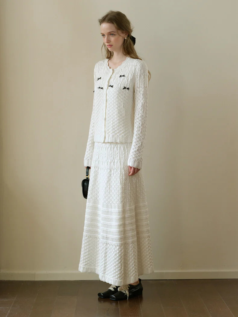 Ethereal Textured Knit Maxi Skirt