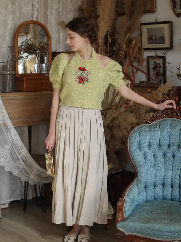 Hand-Embroidered Knit Top