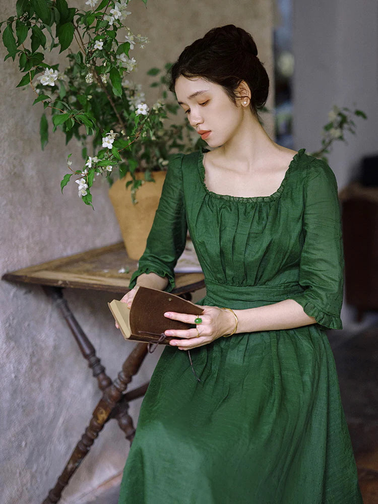 Olivia's Classic Elegance Green Dress